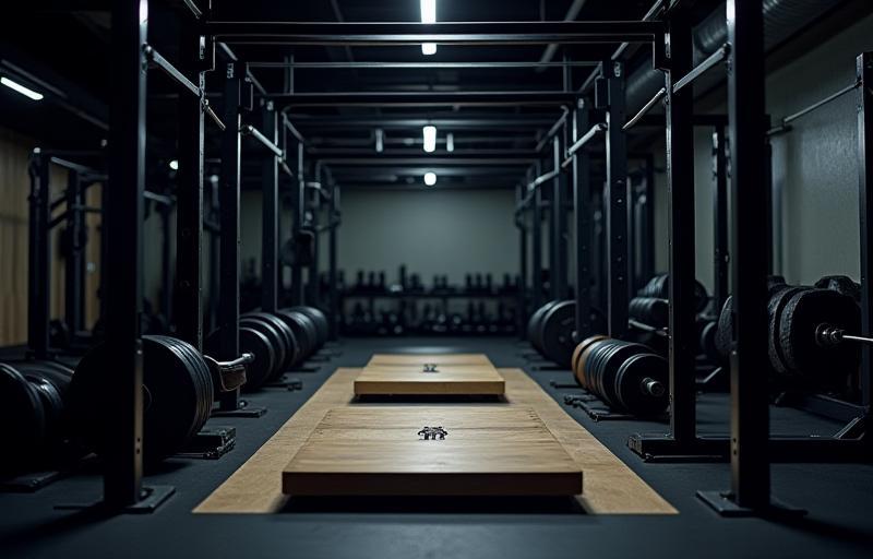 Dedicated free weight and weightlifting platform area